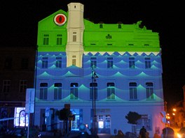 Videomapping na olomouckém Dolním námstí. 