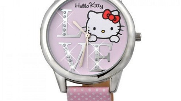 Mal pardnice (a Paris Hiltonovou) stoprocentn pot hodinky Hello Kitty s obrzkem populrn koiky a trasovmi ozdobami.