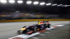 NEJLEPÍ. Sebastian Vettel ve tetím tréninku Velké ceny Singapuru formule 1.