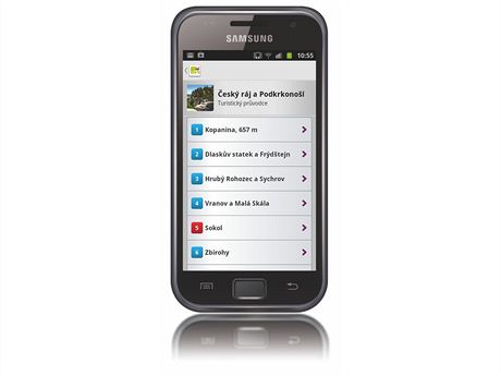 Aplikace PhoneMaps na mobilnm telefonu s OS Android