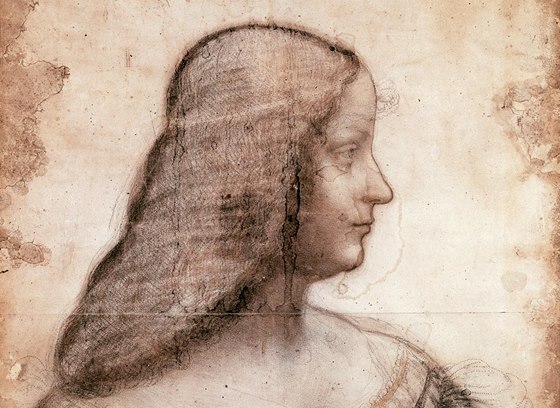 Leonardo da Vinci: Isabella d' Este (skica k portrétu, je je v majetku galerie...