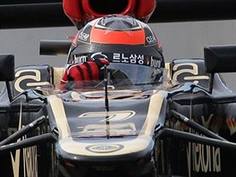 Kimi Rikknen ze stje Lotus v kvalifikaci Velk ceny Koreje.