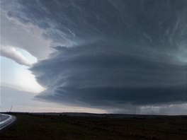 Clinton, Oklahoma. Formace supercely, která má tvar jakoby na sob naskládaných...