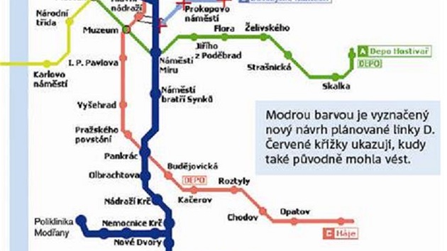 Stvajc varianta pot s tm, e se metro rozdl ve stanici Pankrc a povede do Psnice.