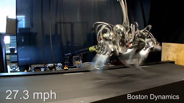 Robot Cheetah pi svm rekordnm bhu na jae 2012. Jeho okamit rychlost 27,3 mle za hodinu odpovd 43,9 kilometru za hodinu.