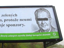 Pedvolební billboard Strany zelených v Praze je namíen proti kampani SPOZ....
