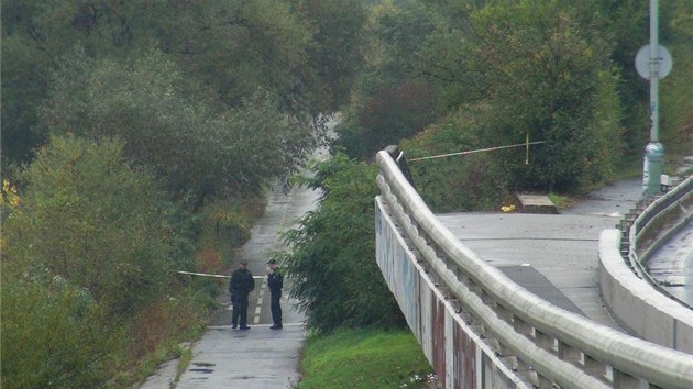 Lidskou ruku nali policist nedaleko Barrandovskho mostu na levm behu eky naproti kempu Kotva (11. jna 2013).
