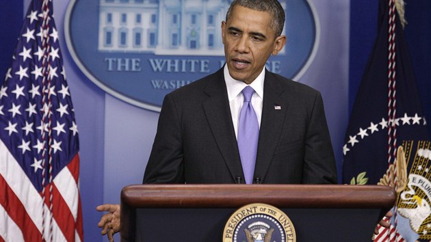 Prezident USA Barack Obama po hlasovn Sentu vyjdil pesvden, e budouc spory nebude Kongres eit v "hodin jedenct". (17. jna 2013)