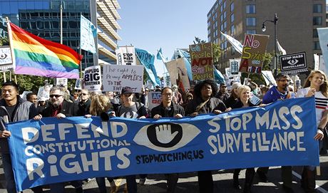 Demonstrace proti masovmu sledovacmu programu NSA ve Washingtonu (26. jna