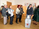 Lidé hlasují v pedasných volbách do Poslanecké snmovny. (25. íjna 2013)