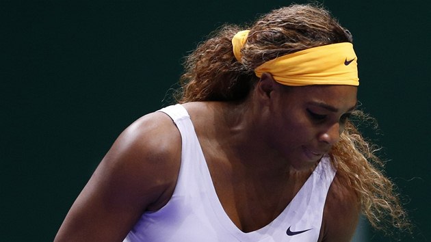 Americk tenistka Serena Williamsov se raduje v utkn na Turnaji mistry proti Pete Kvitov.
