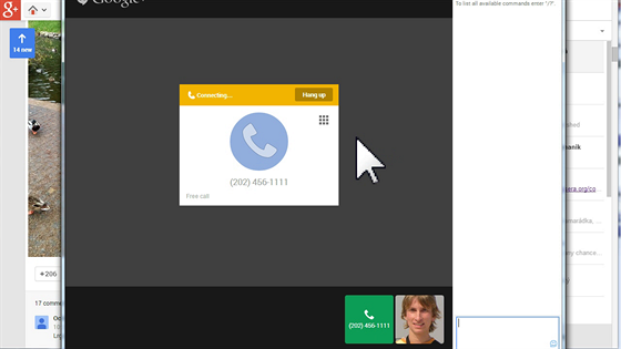 Voln na americk linky je pes Google Hangouts zdarma (Free call), muste...