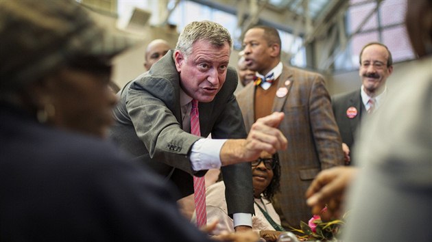 Demokratick kandidt na starostu New Yorku Bill de Blasio (3. listopadu 2013)