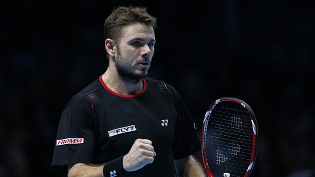 RADOST. Stanislas Wawrinka slav zskan bod v zpase proti Davidu Ferrerovi.