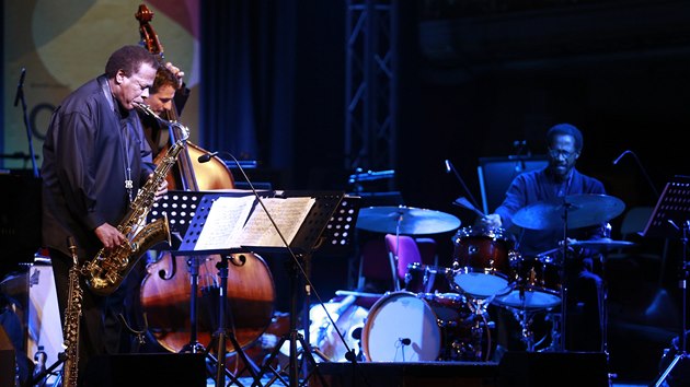 Wayne Shorter Quartet v Lucern, 6. 11. 2013 (zleva Wayne Shorter, John Patitucci, Brian Blade)