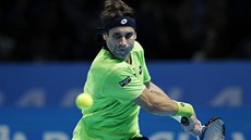 panlský tenista David Ferrer hraje na Turnaji mistr proti Berdychovi.