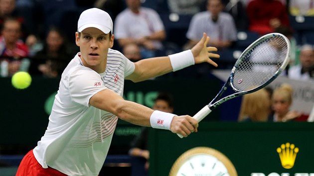 SOUSTEDN. Tom Berdych v nedln dvouhe bojuje o Davis Cup. 