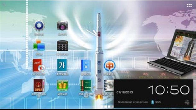 Plocha severokorejskho tabletu Samjiyon SA-70 s operanm systmem Android 4.0.4