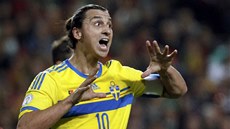 ROZÍLENÁ HVZDA. védský stelec Zlatan Ibrahimovic se zlobí v prbhu zápasu