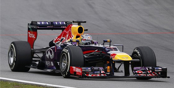 Sebastian Vettel na trati pi Velké cen Brazílie. Nmecký pilot devátou výhrou
