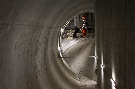 Pohled jedním z prduch tunelu Blanka