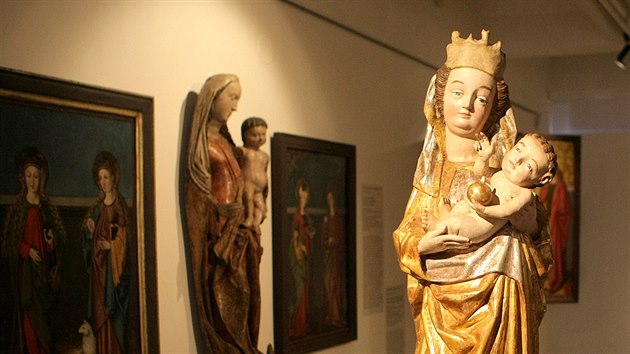 Panna Maria s Jekem ze vihova. Pochz z obdob kolem roku 1450. Na vstavu ji zapjil depozit Biskupstv plzeskho.