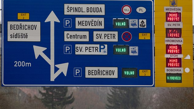 pindlerv Mln, informan cedule pro motoristy ped vjezdem do msta