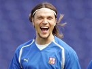 Tom Ujfalui a Pavel Nedvd pi trninku na fotbalov EURO 2004.