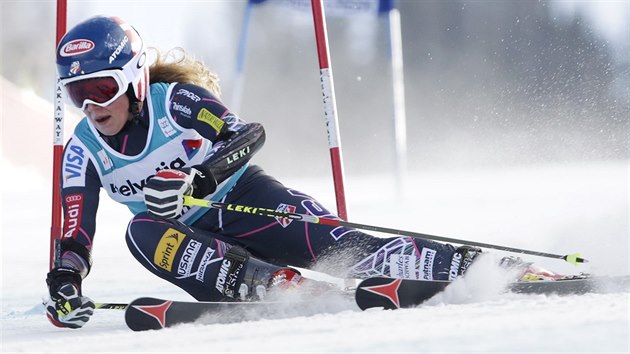 Amerianka Mikaela Shiffrinov na obm slalomu Svtovho pohru v Beaver Creeku