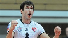 Budějovický Filip Habr a jeho radost z úspěšného útoku. Budějovický Filip Habr a jeho radost z úspěšného útoku.