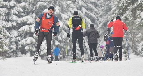 Bkai v Libereckém kraji u  vyrazili do stop. Na snímku lya na Jizerské