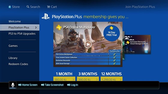 PlayStation 4 - pedplatné PlayStation Plus je poteba pro hraní her on-line.
