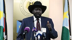 Prezident Jiního Súdánu Salva Kiir Mayardit na tiskové konferenci (18....