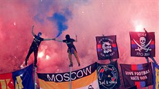 BOULIVÉ PROSTEDÍ. Fanouci CSKA Moskva vytvoili v Plzni boulivé prostedí.