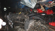 Sráka vlaku a nákladního auta na pejezdu v Blovicích na Plzesku.