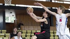 Brněnský pivot Jakub Jokl (v bílém) se pokouší o blok v utkání s BCM Ostrava. Brněnský pivot Jakub Jokl (v bílém) se pokouší o blok v utkání s BCM Ostrava.