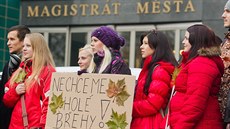 Hlavn studenti pili v Hradci Králové demonstrovat ped magistrát proti...