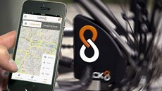 Zámek připevněný na řetěz kola se dá pomocí telefonu nebo tabletu zamknout a... Zámek připevněný na řetěz kola se dá pomocí telefonu nebo tabletu zamknout a...