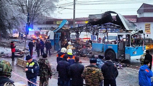 Vbuch trolejbusu v ruskm Volgogradu (30. prosince 2013)