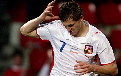 Tomá Necid slaví gól na podzim 2009 v kvalifikaním utkání proti Polsku. Stal...