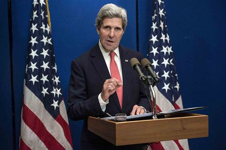Americký ministr zahranií John Kerry na tiskové konferenci v Jeruzalém