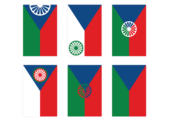 Finální podobu nové esko-romské vlajky bylo moné volit ze sedmi návrh, které