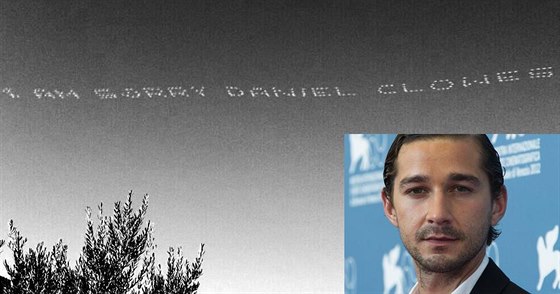 Shia LaBeouf poslal vzduný vzkaz grafikovi, jeho dílo údajn vykradl.