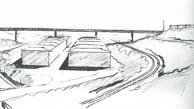 Pedstava podoby Nuselského mostu a okolí od architekta Dischingera