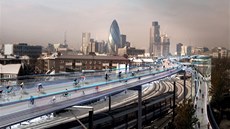 Londýn chystá sí cyklostezek nad ulicemi msta (vizualizace).