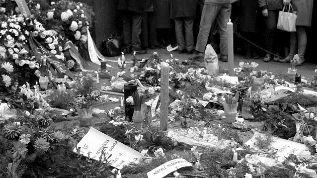 Protest na Vclavskm nmst v Praze po smrti studenta Jana Palacha. (leden 1969)