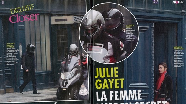 Francouzsk magazn Closer uveejnil fotky, na kterch prezident Hollande dajn pijel na sktru za herekou Juli Gayetovou.