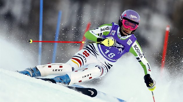 Maria Hflov-Rieschov v superkombinanm slalomu v Zauchensee.  