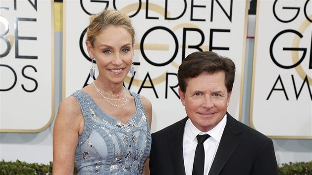 Michael J. Fox a jeho manelka Tracy Pollanov (12. ledna 2014)