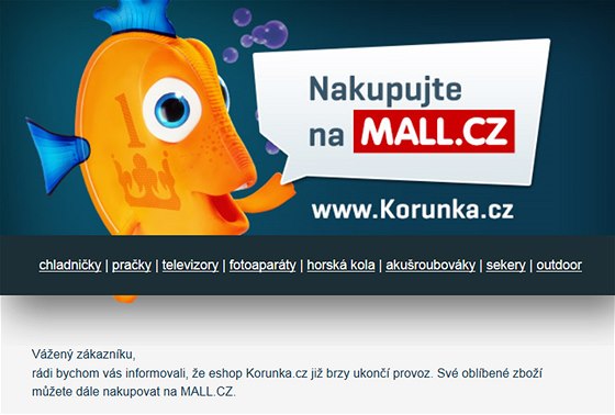 Internetový obchod Korunka.cz oznámil ukonení provozu.